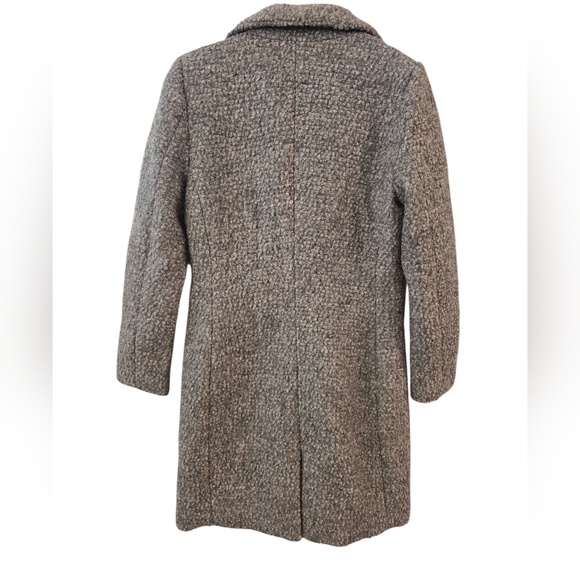 H&M TEXTURED GREY BOUCLE WOOL BLEND LONG COAT. SIZE 6. - Picture 3 of 10